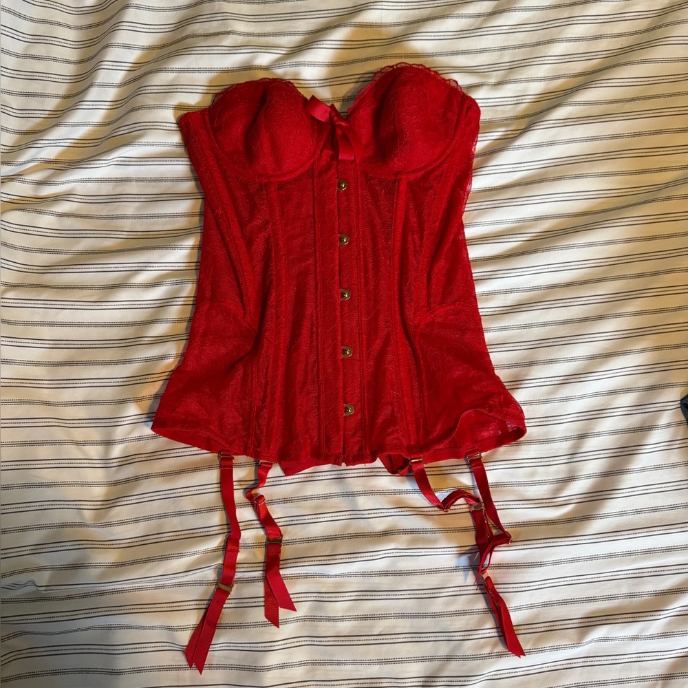 NWT Savage X Fenty Red Lace Corset - Picture 2 of 4
